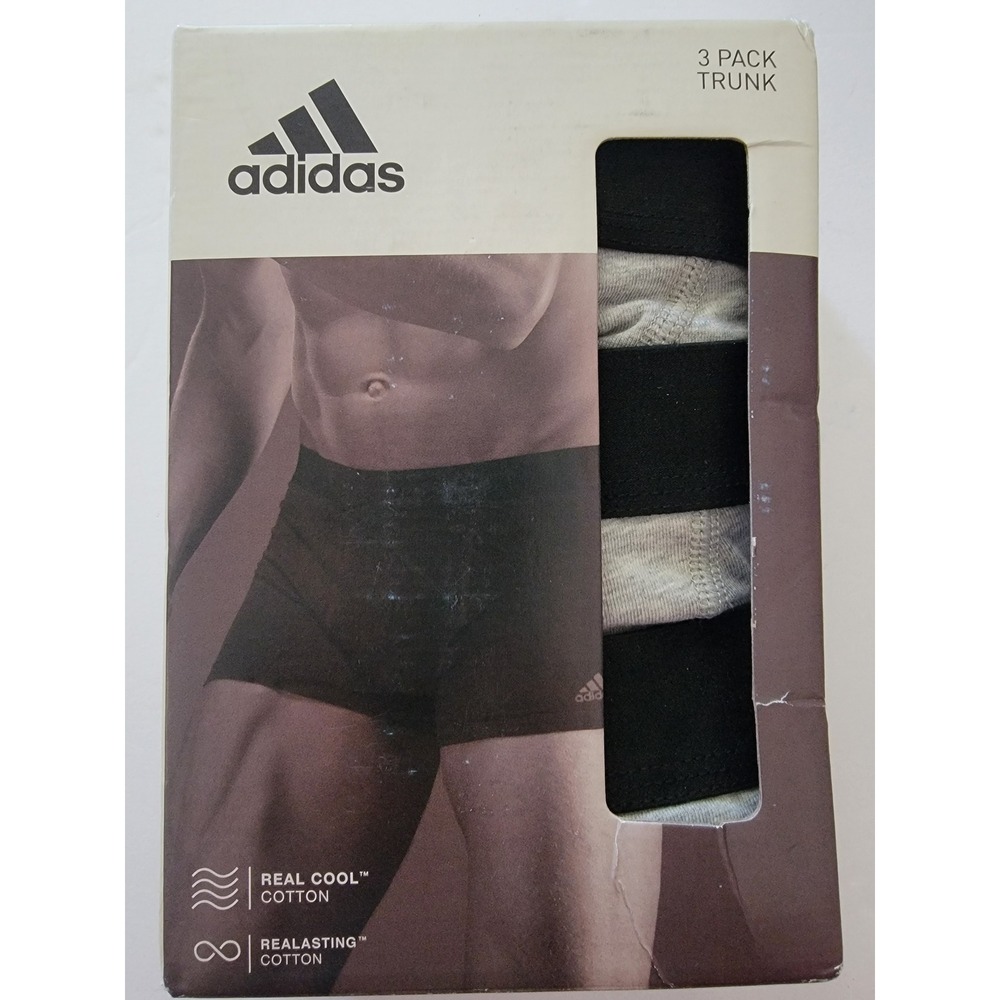 Adidas Mens 3‎ Pack Active Flex Cotton Trunks XL Black Heather Grey 4A2M02
